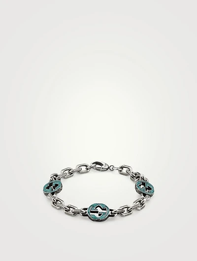 Interlocking G Sterling Silver Enamel Bracelet