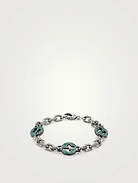 Interlocking G Sterling Silver Enamel Bracelet