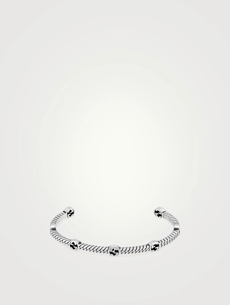 Thin Interlocking G Silver Cuff Bracelet