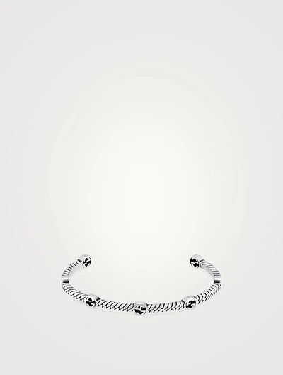 Thin Interlocking G Silver Cuff Bracelet