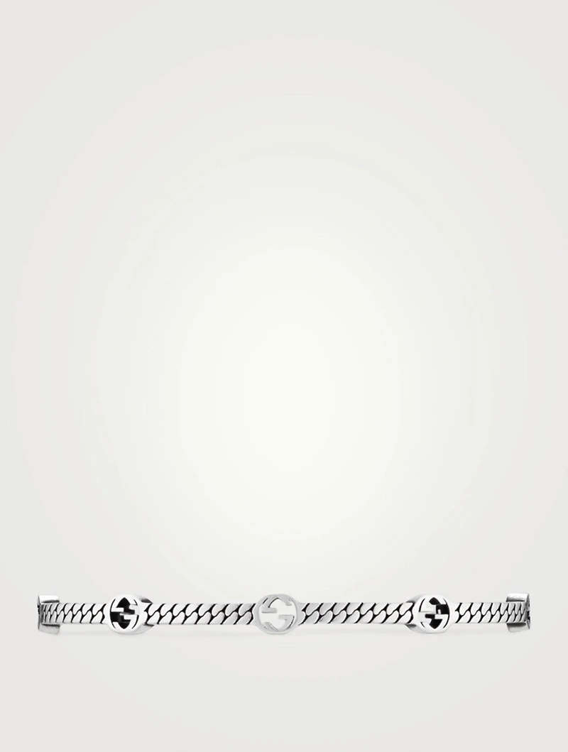 Thin Interlocking G Silver Cuff Bracelet