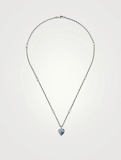 Interlocking G Sterling Silver Heart Necklace