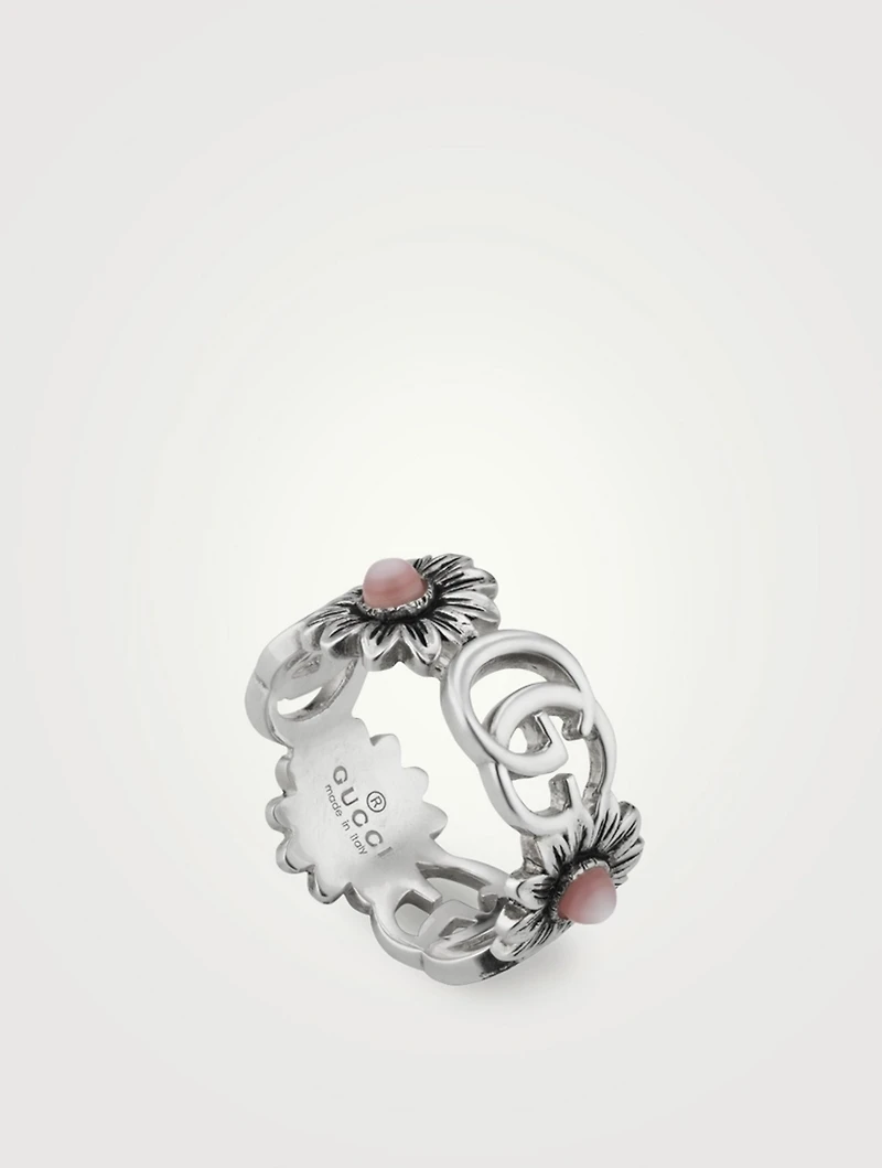 Double G Sterling Silver Flower Ring With Mother-Of-Pearl