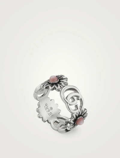 Double G Sterling Silver Flower Ring With Mother-Of-Pearl