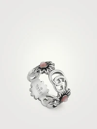Double G Sterling Silver Flower Ring With Mother-Of-Pearl