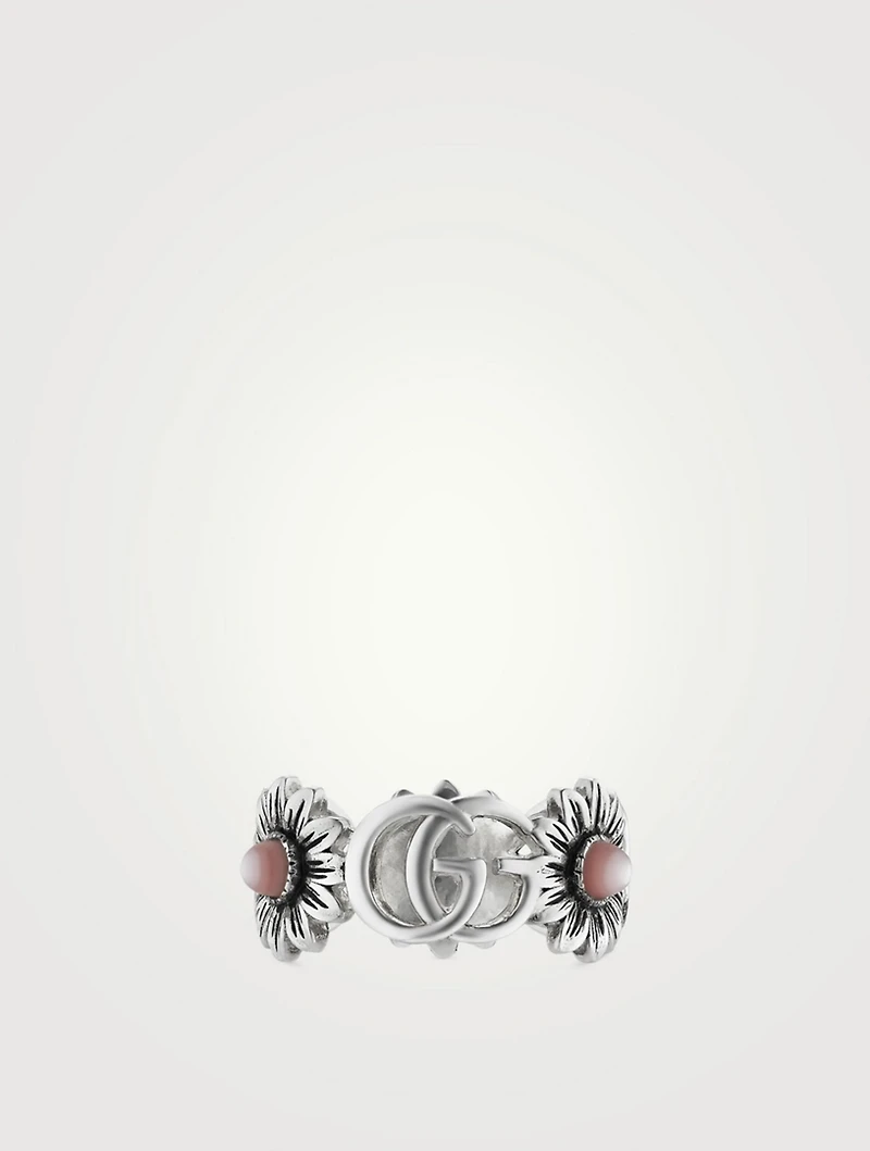 Double G Sterling Silver Flower Ring With Mother-Of-Pearl