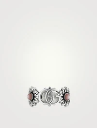 Double G Sterling Silver Flower Ring With Mother-Of-Pearl