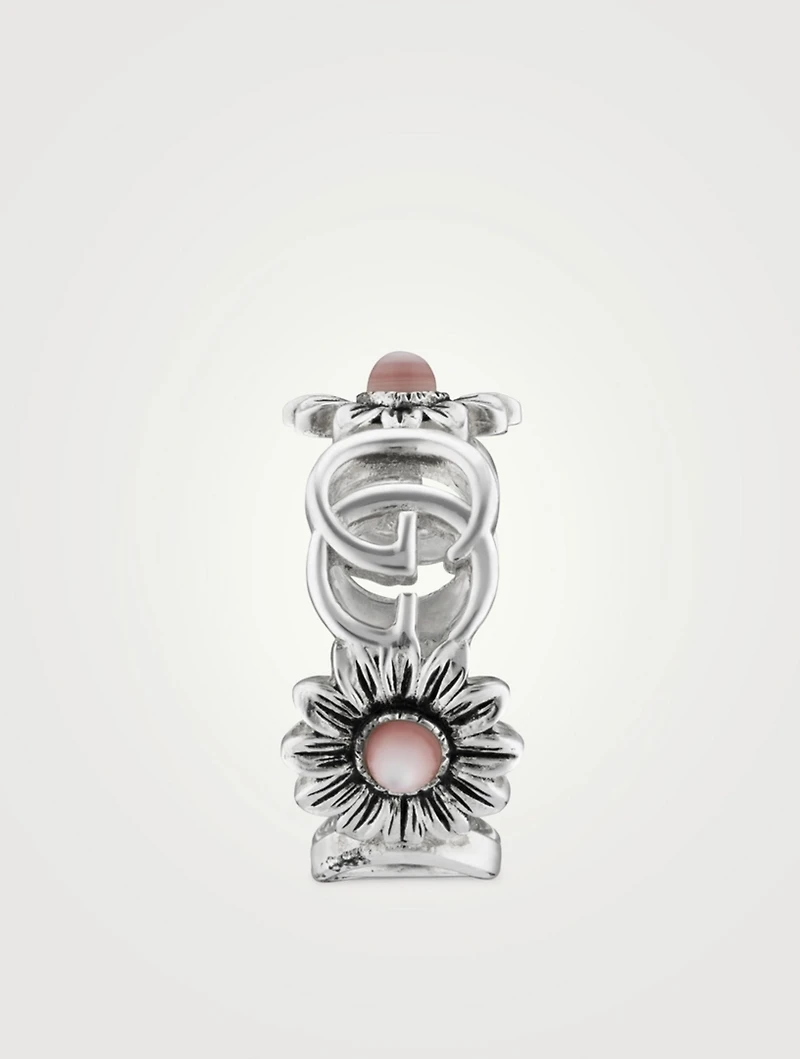 Double G Sterling Silver Flower Ring With Mother-Of-Pearl