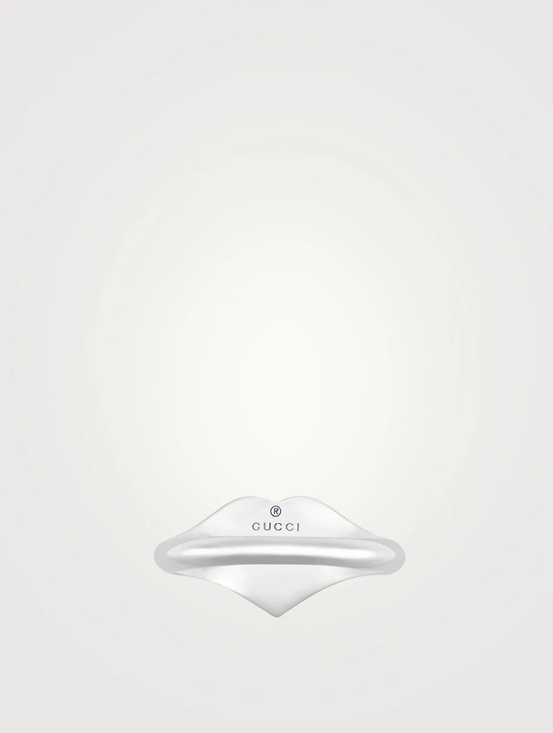 Interlocking G Sterling Silver Heart Ring