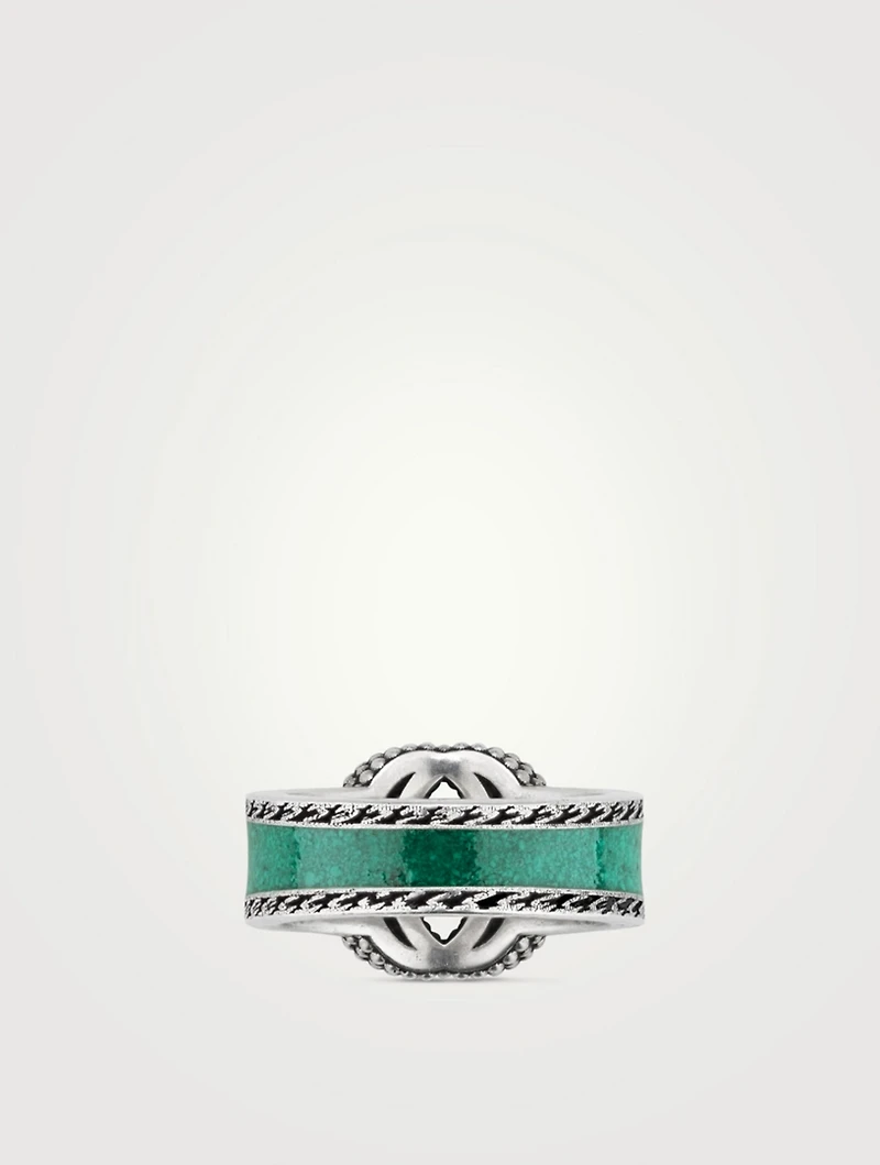 Interlocking G Sterling Silver Enamel Ring