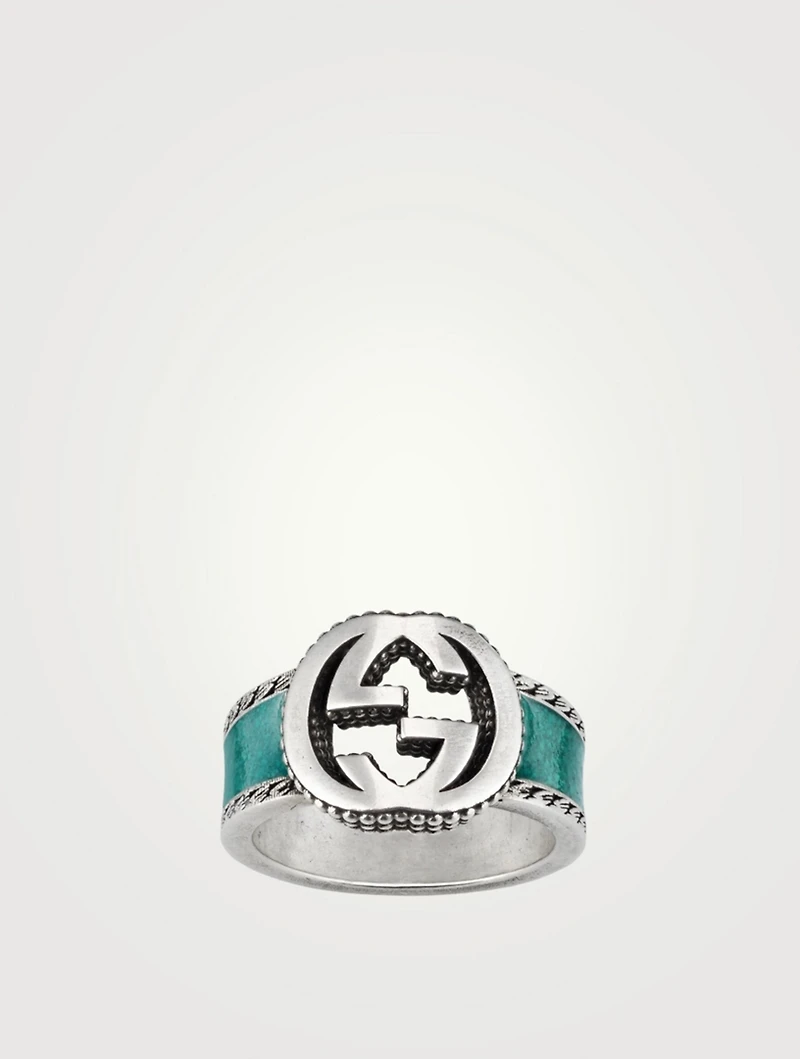 Interlocking G Sterling Silver Enamel Ring