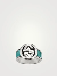 Interlocking G Sterling Silver Enamel Ring