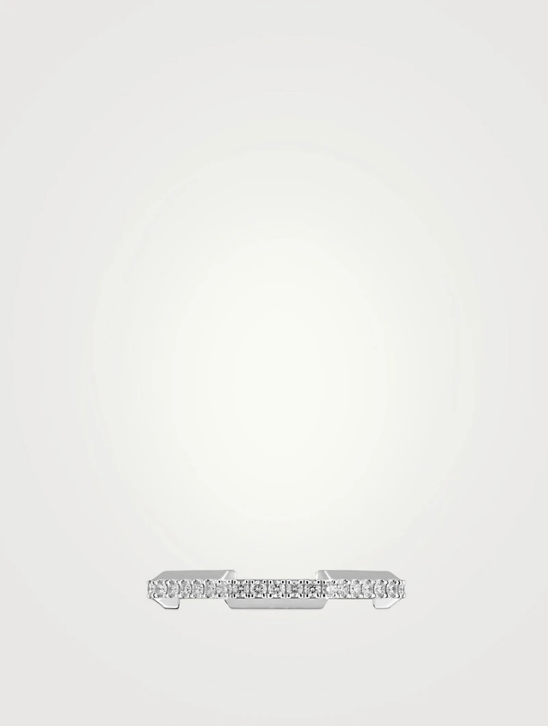 18K White Gold Link To Love Ring With Diamonds