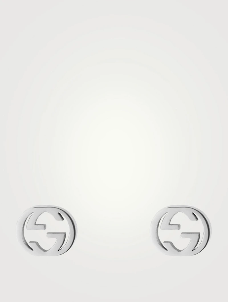 Interlocking G 18K White Gold Earrings