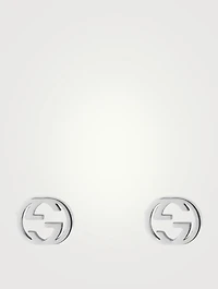 Interlocking G 18K White Gold Earrings