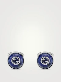 Interlocking G Sterling Silver Cufflinks With Lapis