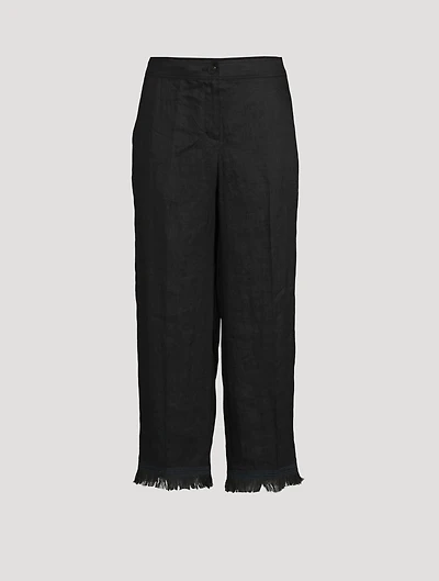 Linen Fringe Hem Pants