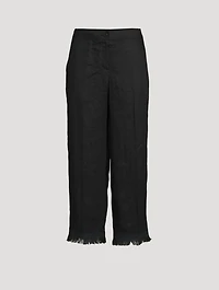 Linen Fringe Hem Pants