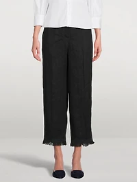 Linen Fringe Hem Pants