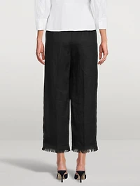 Linen Fringe Hem Pants