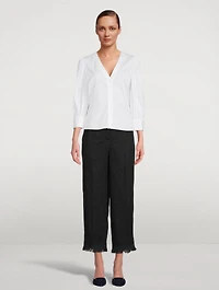 Linen Fringe Hem Pants