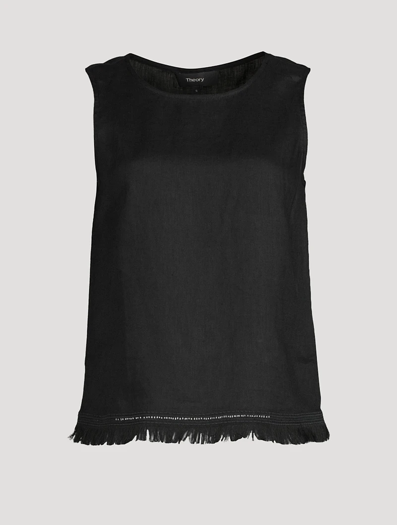 Linen Fringe Hem Top