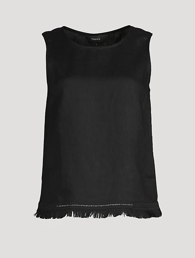 Linen Fringe Hem Top