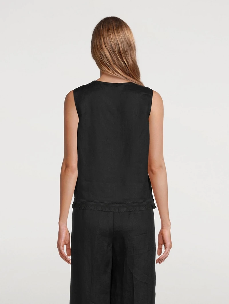 Linen Fringe Hem Top