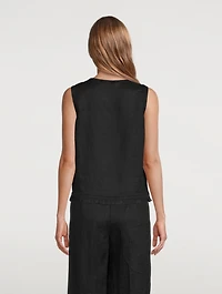 Linen Fringe Hem Top