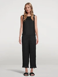 Linen Fringe Hem Top