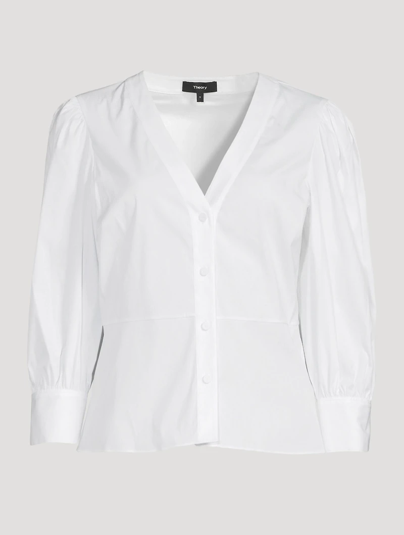 Good Cotton Gathered-Sleeve Top