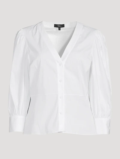 Good Cotton Gathered-Sleeve Top