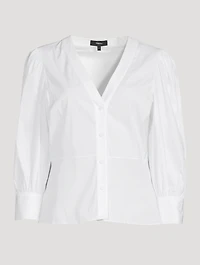 Good Cotton Gathered-Sleeve Top