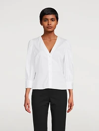 Good Cotton Gathered-Sleeve Top