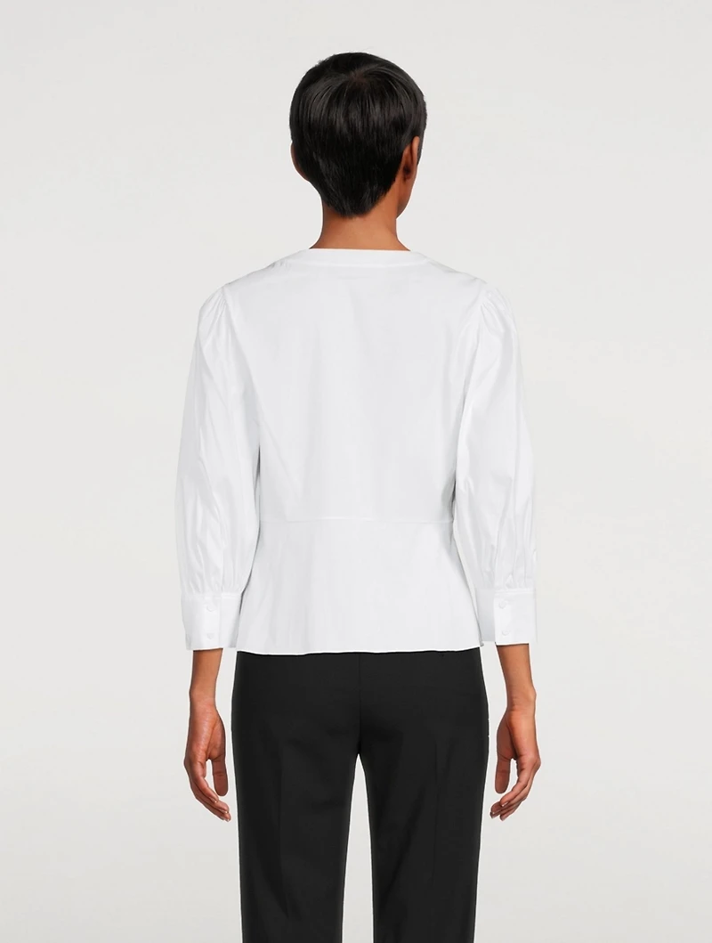 Good Cotton Gathered-Sleeve Top