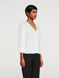 Good Cotton Gathered-Sleeve Top