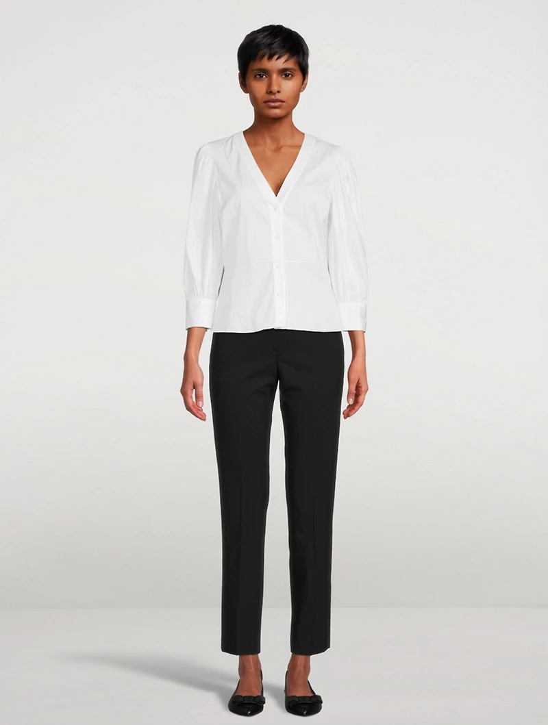 Good Cotton Gathered-Sleeve Top