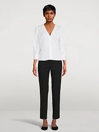 Good Cotton Gathered-Sleeve Top