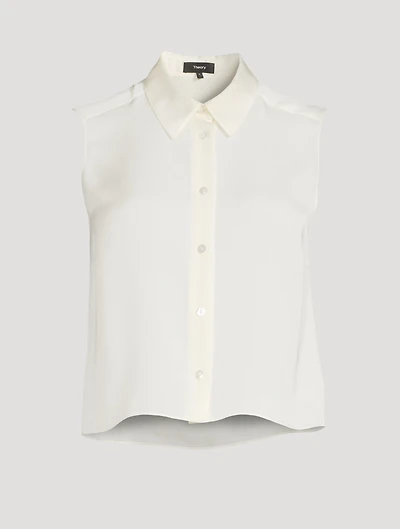 Shrunken Silk Sleeveless Shirt