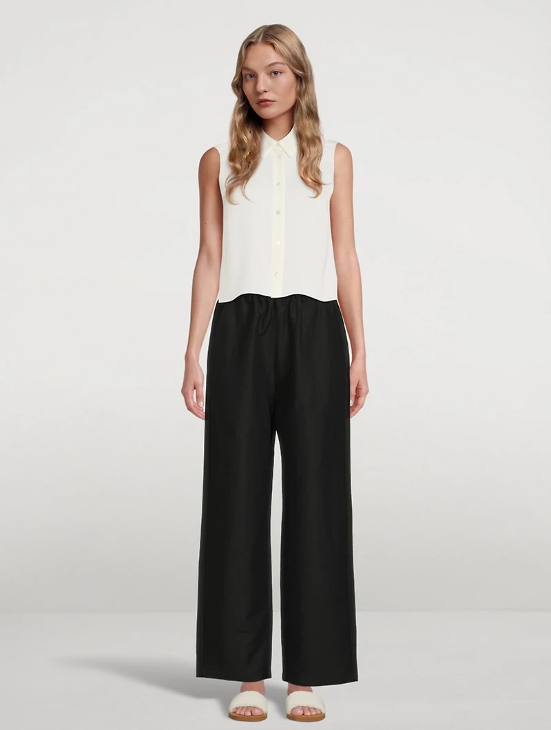 Shrunken Silk Sleeveless Shirt