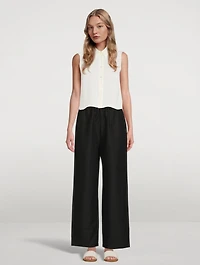 Shrunken Silk Sleeveless Shirt