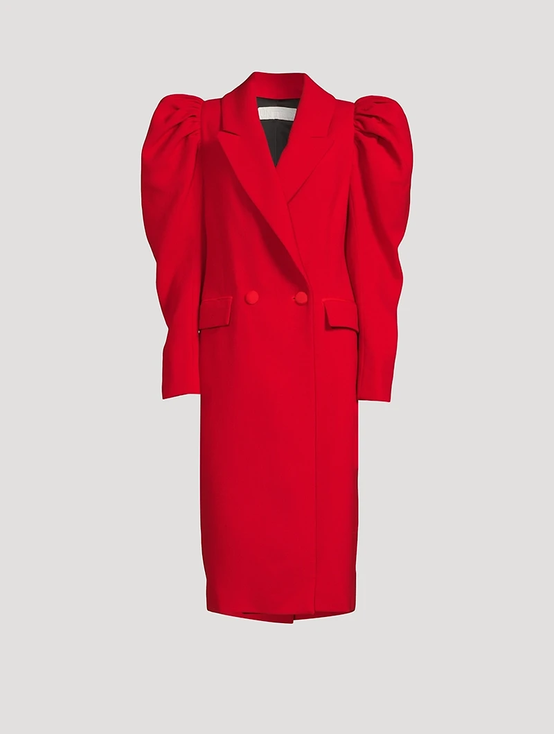 Cocoro Puff-Sleeve Virgin Wool Coat