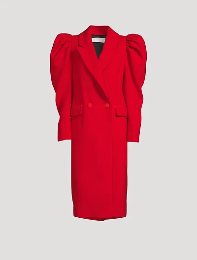 Cocoro Puff-Sleeve Virgin Wool Coat