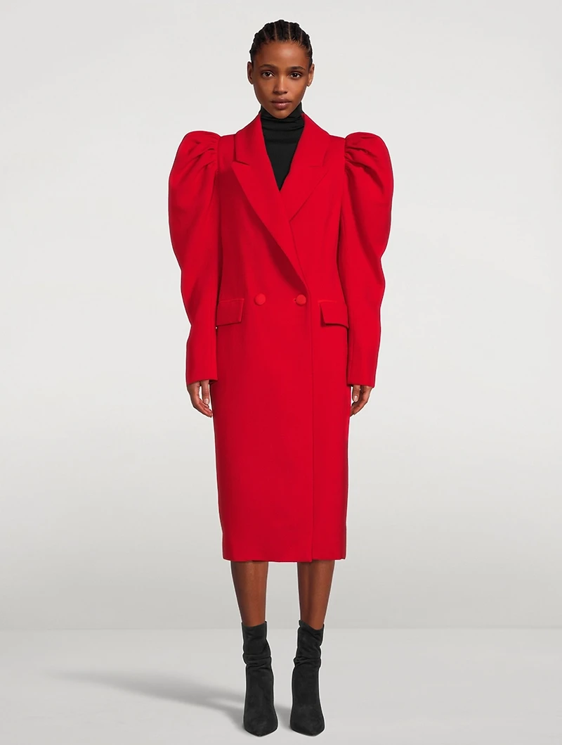 Cocoro Puff-Sleeve Virgin Wool Coat