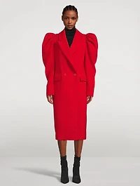Cocoro Puff-Sleeve Virgin Wool Coat