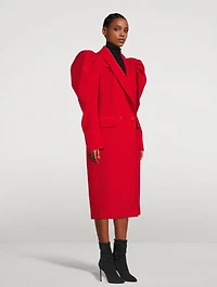 Cocoro Puff-Sleeve Virgin Wool Coat