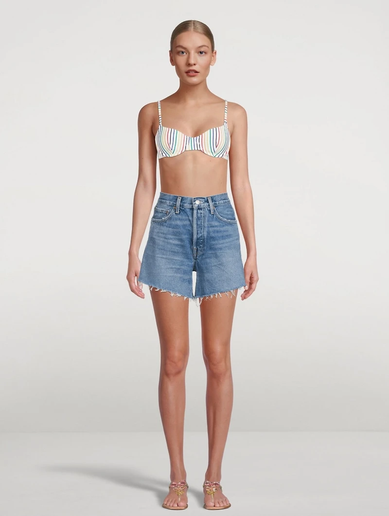 The Eva Balconette Bikini Top Striped Print