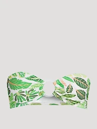 The Tati Strapless Bikini Top Palm Leaf Print