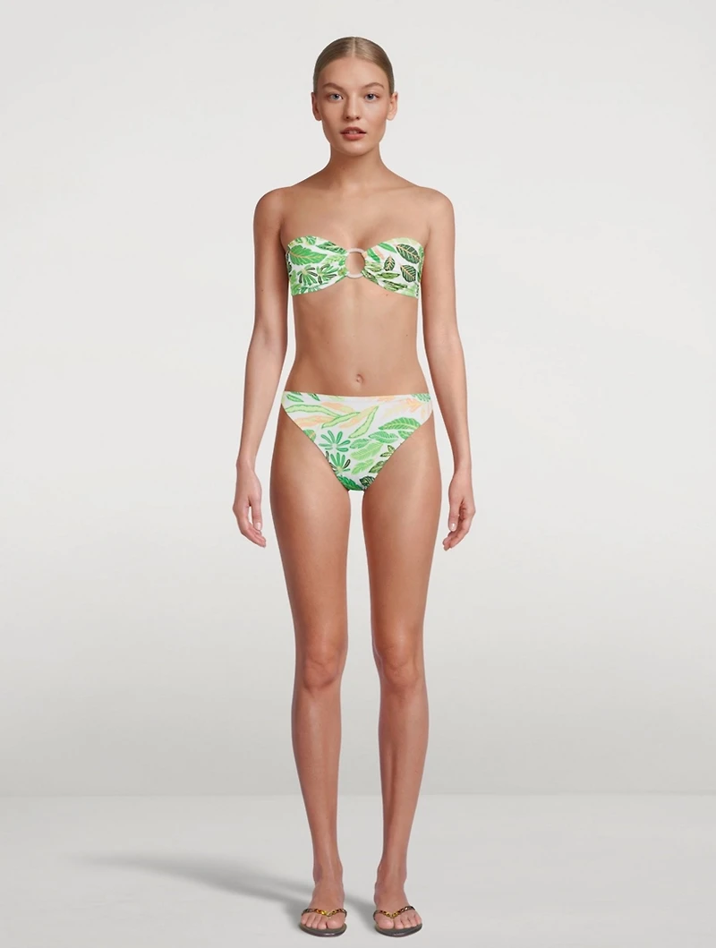 The Tati Strapless Bikini Top Palm Leaf Print