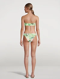 The Tati Strapless Bikini Top Palm Leaf Print